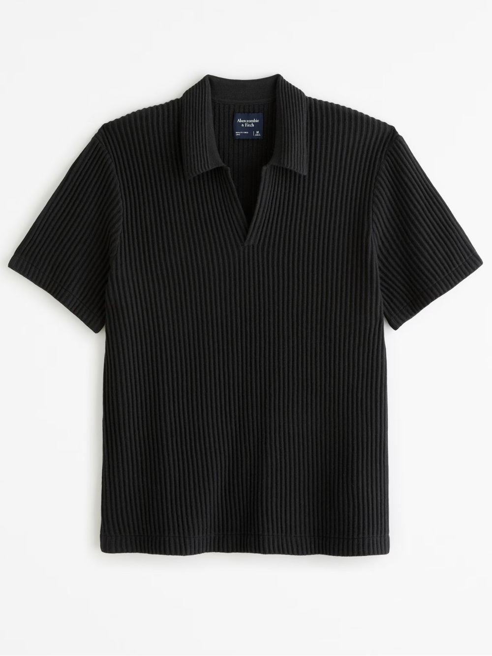 Abercrombie & Fitch |Plisse Johnny Collar Polo Short Sleeve Sweater Ribbed Small